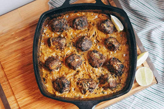 Meatless Meatballs in Turmeric Sauce