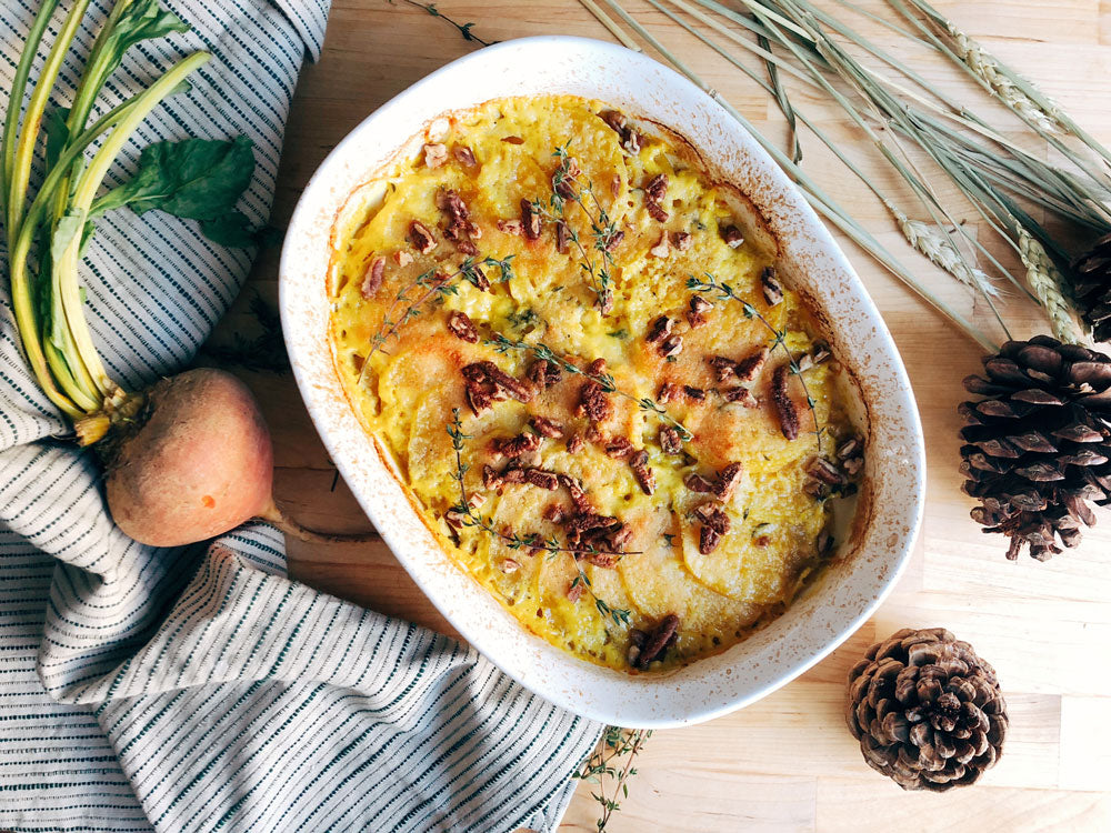 golden beet gratin coconut