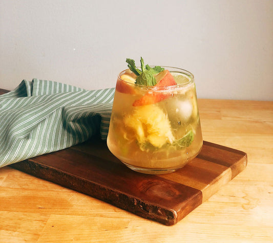 coconut water cocktail, refreshing summer drink, summer drink recipes, peach mojito, copra coconut, copra coconuts, shop copra