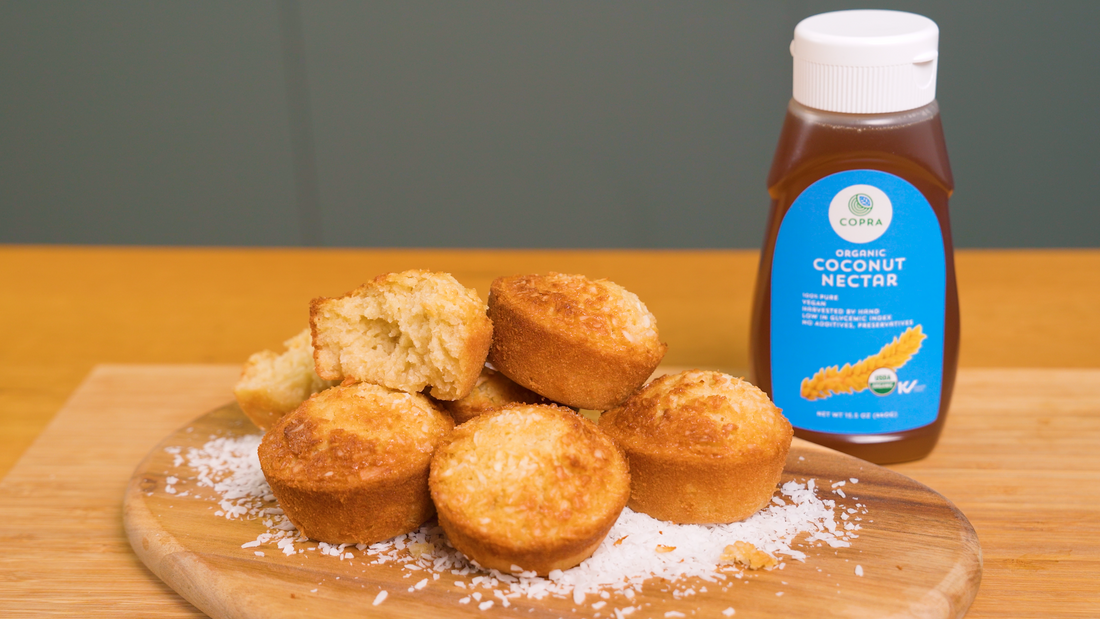 Coconut butter mochi made with Copra's organic coconut nectar