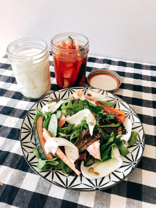 Plant-Based Fueled Green Salad with Young Coconut