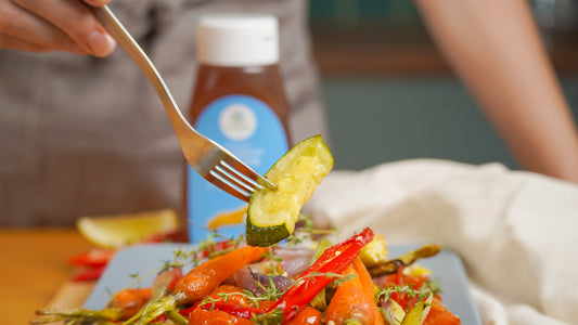 Coconut Nectar Roasted Veggies made with Copra's Low GI Organic Coconut Nectar