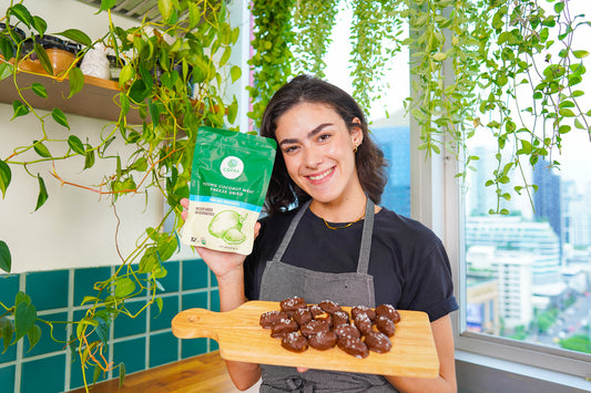 Chocolate Covered Stuffed Dates made with Copra's freeze-dried coconut meat
