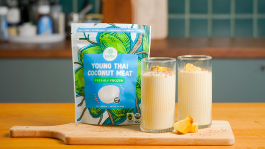 Sweet Potato Fall Smoothie made with Copra's Organic Young Coconut Meat