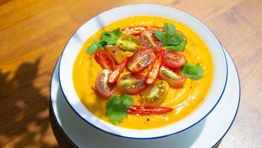 Red Curry Pumpkin Soup Made with Copra's organic coconut nectar 