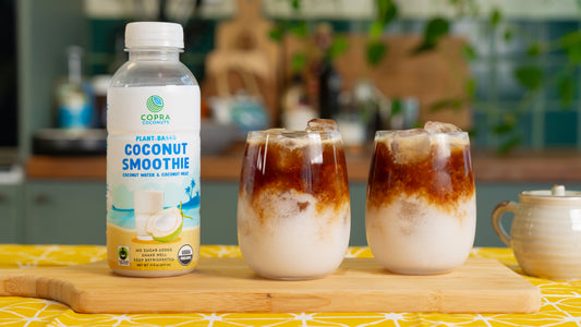 Creamy coconut coffee made with our organic coconut smoothie