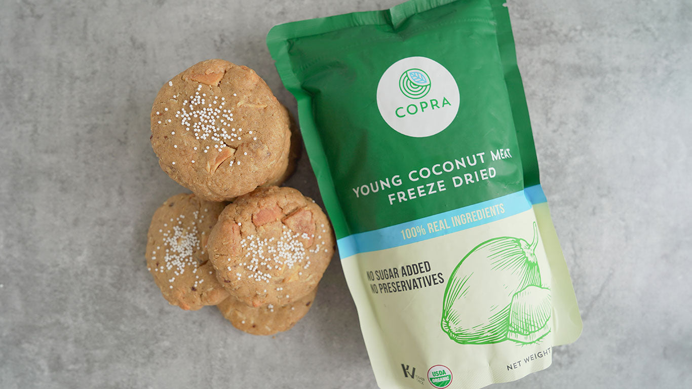 Coconut & Ginger Cookie 🥥 feat. Copra’s Freeze Dried Coconut Meat Veg Copra Coconuts