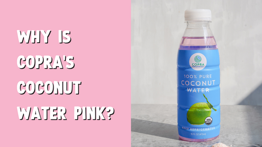 Why is Copra's coconut water pink?