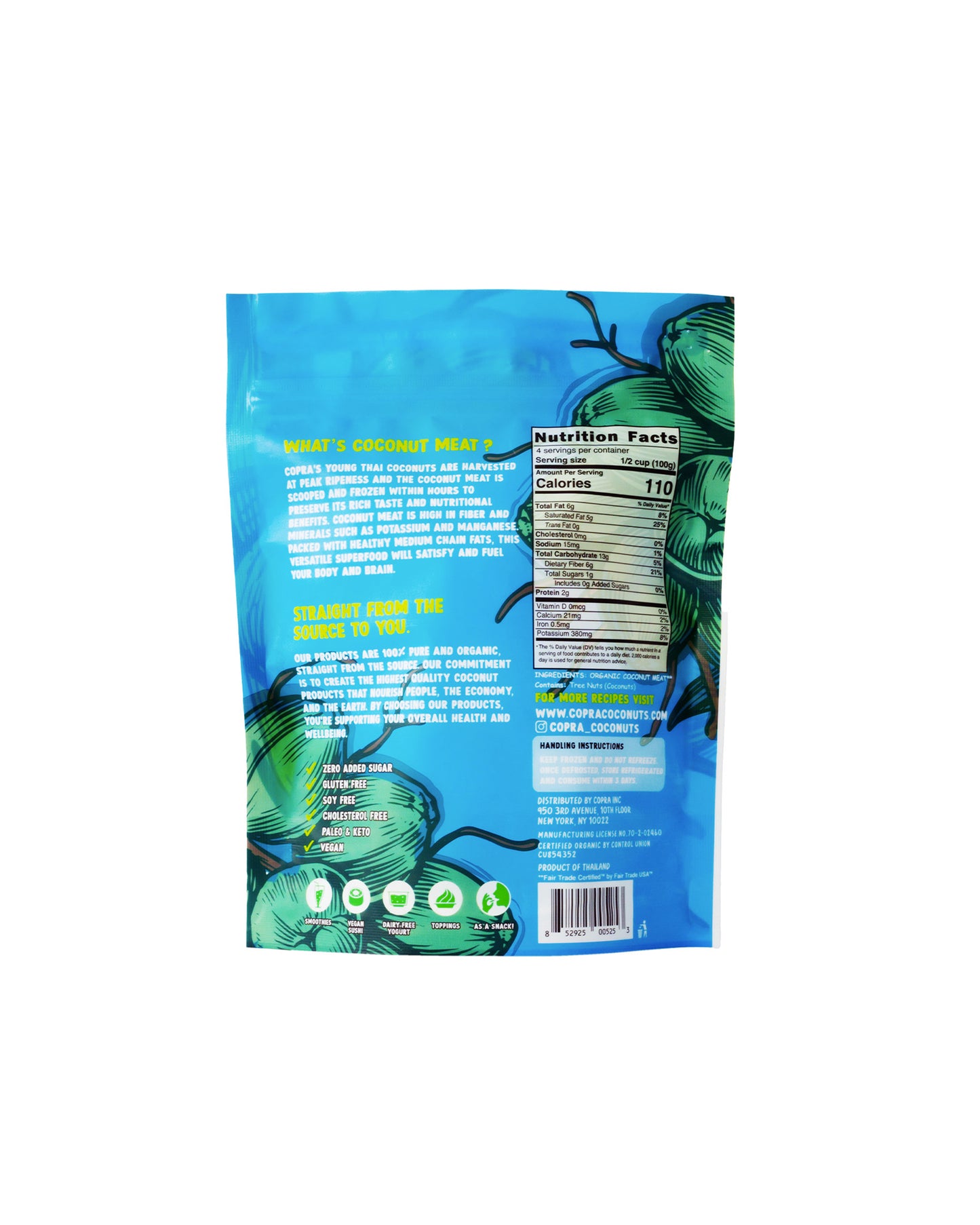 Organic Frozen Young Thai Coconut Meat