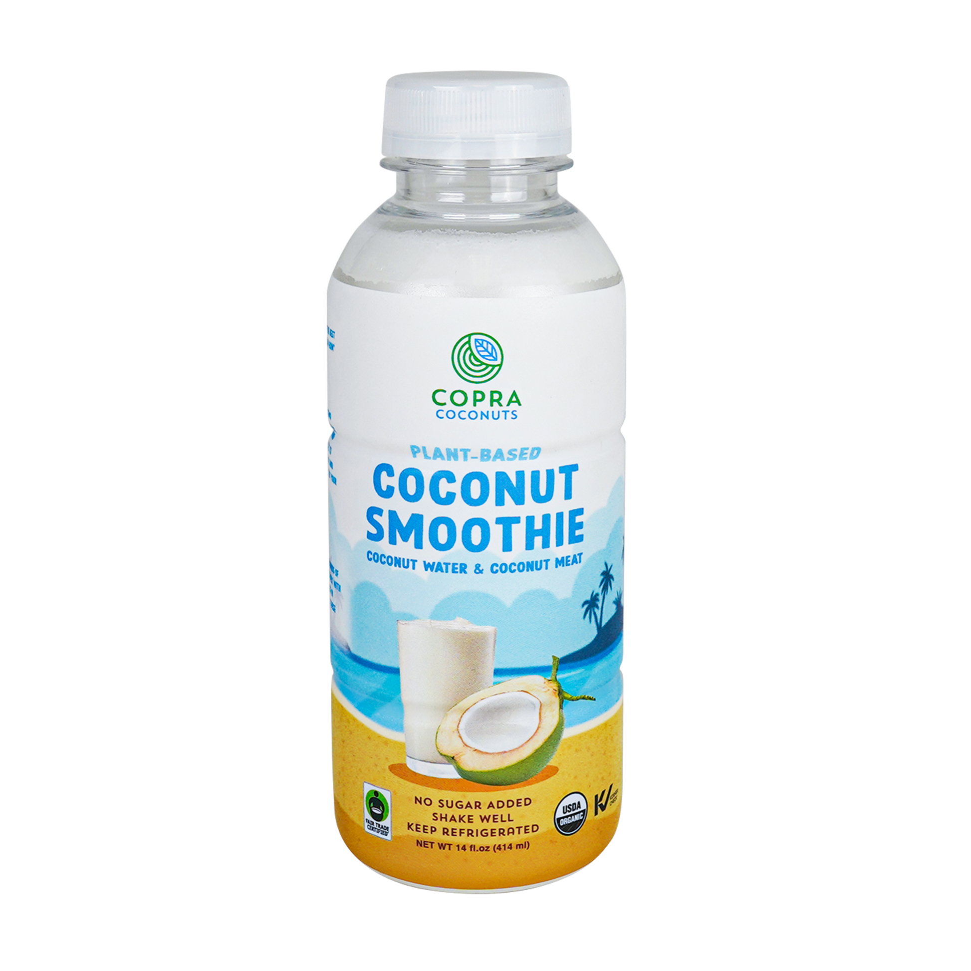Bottle of Organic Coconut Smoothie by Copra Coconuts
