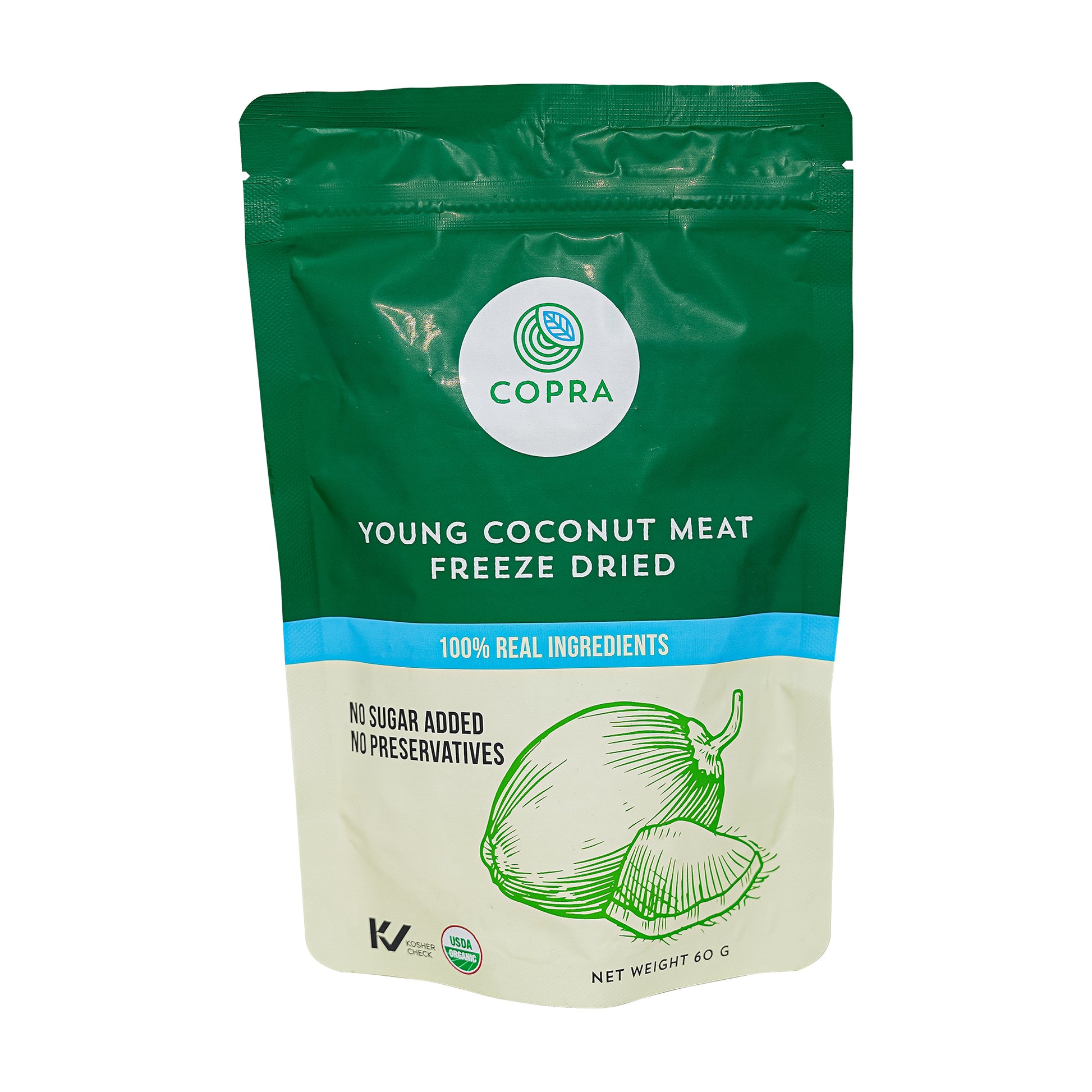 Package of Organic Young Coconut Meat Freeze Dried From Thailand by Copra Coconut
